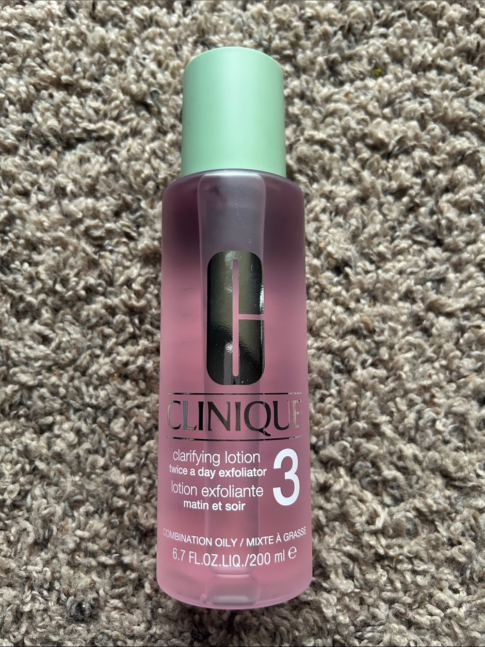 Clinique Pink Toner with Mint Green Cap